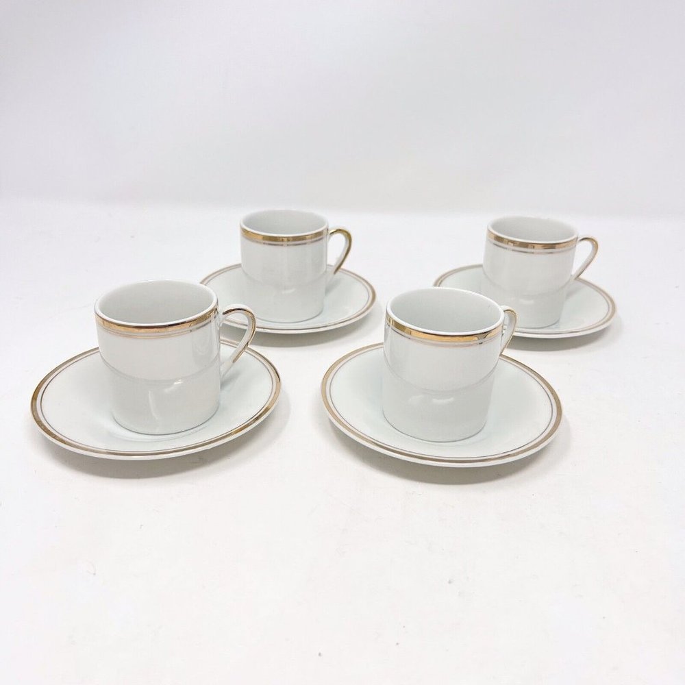 Himark‎ Demitasse Espresso Cups With Saucers Fine China Set of 4 Japan 1984